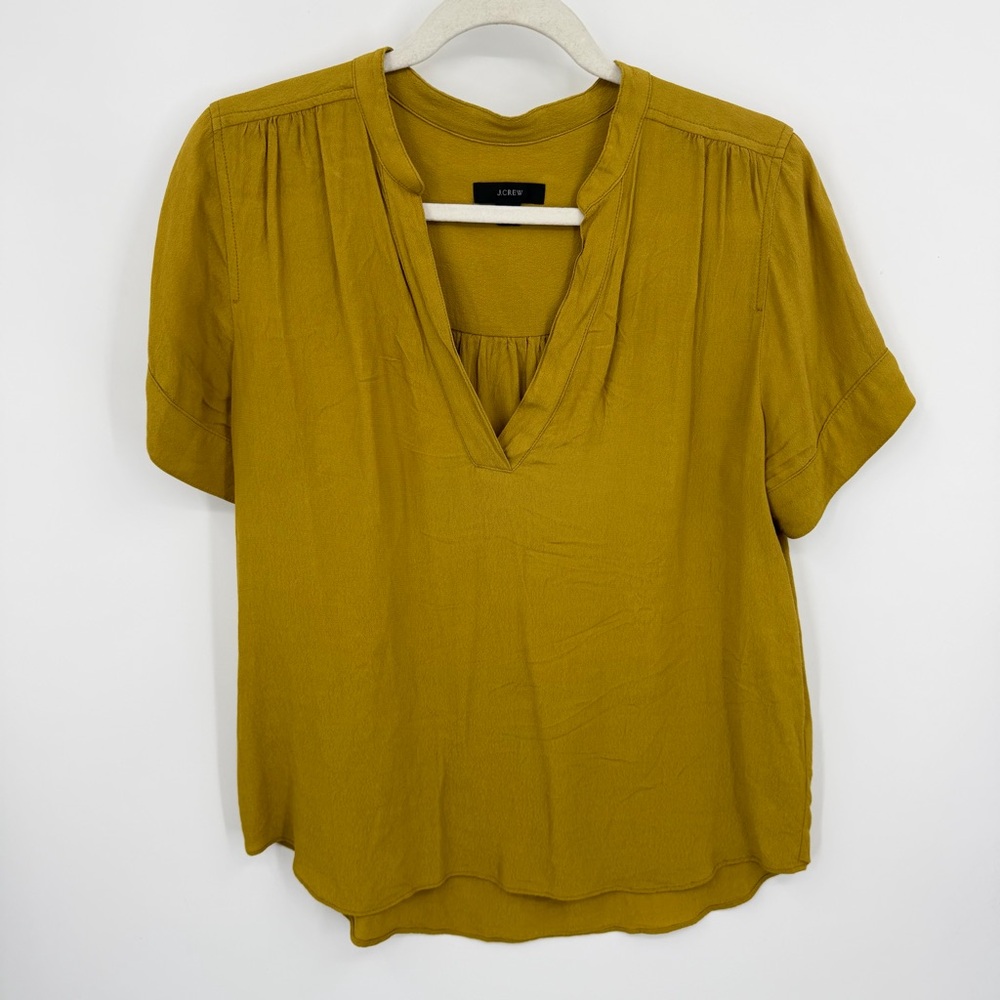 J. Crew Drapey band-collar popover AJ807 IN Mustard golden yellow sz S‎